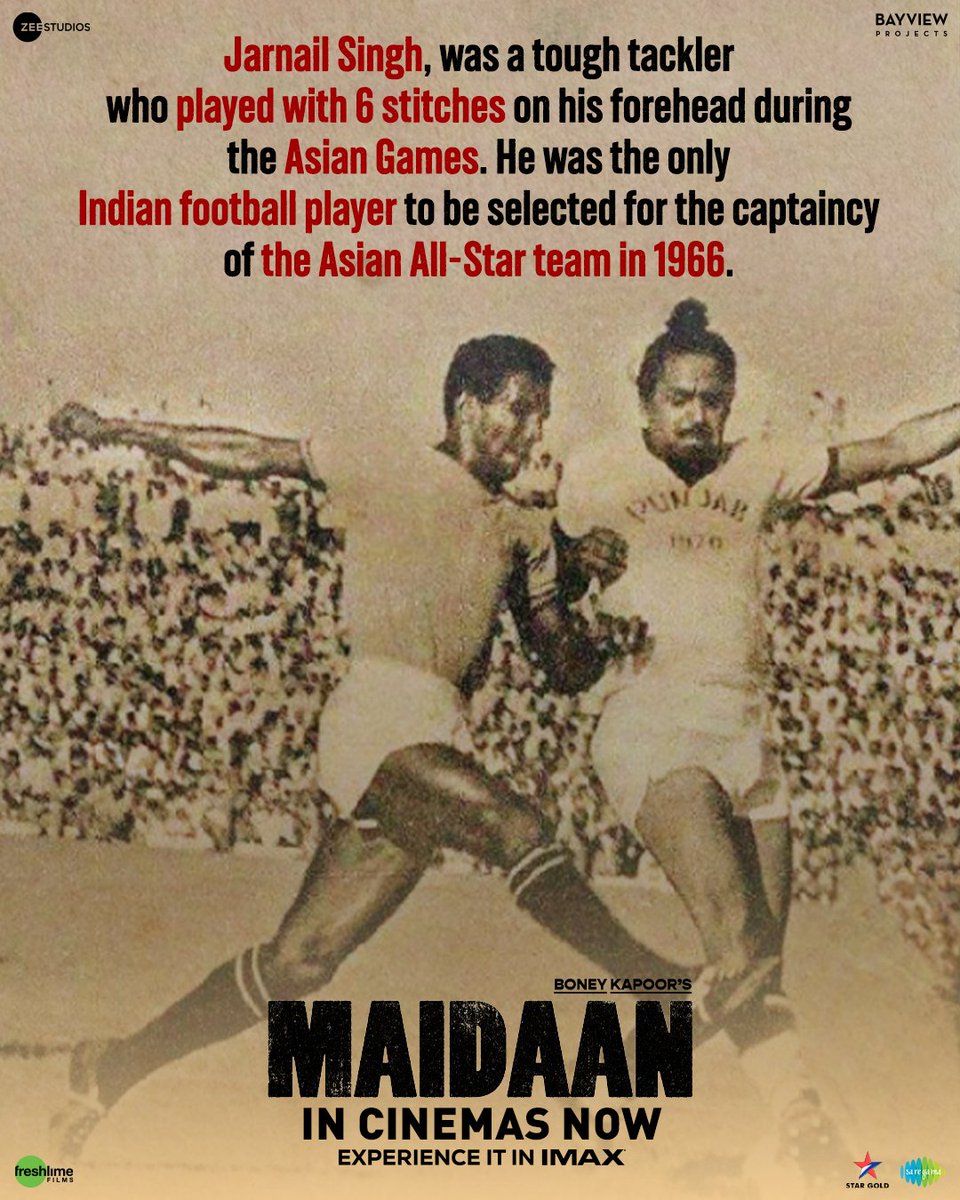 Uncover the facts of #TeamIndia with #Maidaan 🇮🇳⚽ Get ready to be amazed by their glorious story on the big screen. Book your tickets now 🔗 - linktr.ee/Maidaan_ Watch Maidaan with your family in cinemas now! #MaidaaninIMAX @ajaydevgn #PriyamaniRaj @raogajraj…