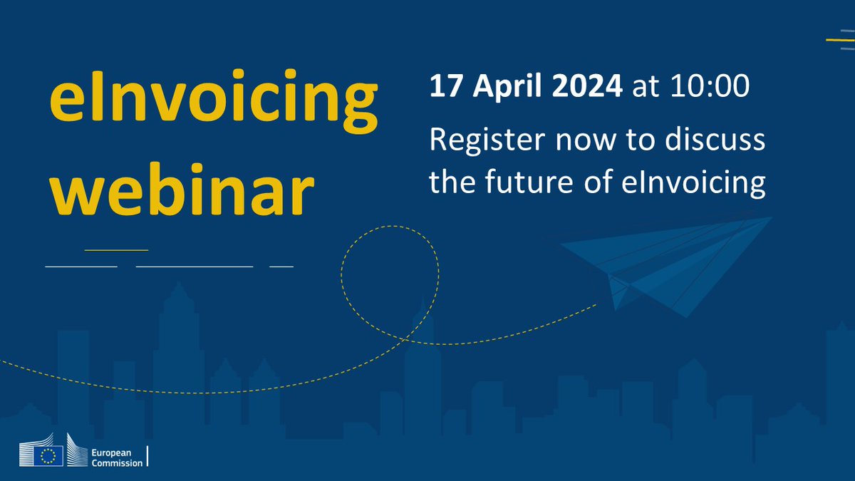 Have your say in shaping the future of #eInvoicing! 💶 Join the eInvoicing webinar tomorrow and share your thoughts with us. 🙋‍♂️ Register here 👉 ec.europa.eu/eusurvey/runne…