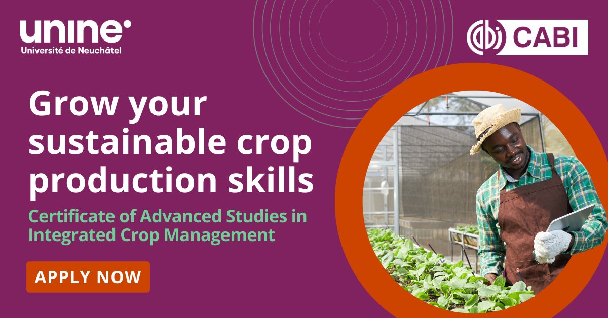 Elevate your knowledge in sustainable agriculture!🎓🌱 Our entirely online Integrated Crop Management programs are tailored for researchers, educators, decision-makers, and postgraduates. 𝗔𝗽𝗽𝗹𝘆 𝗡𝗼𝘄🔗 ow.ly/t9pN50R15Eq