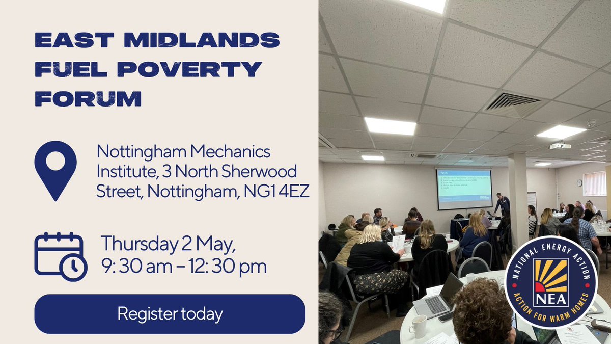 Our East Midlands #FuelPoverty Forum will take place in person at @nottsmechanics . The free events will examine practical advice and policy initiatives related to fuel poverty and delivering energy efficiency solutions. Register here: buff.ly/3PKY8uI