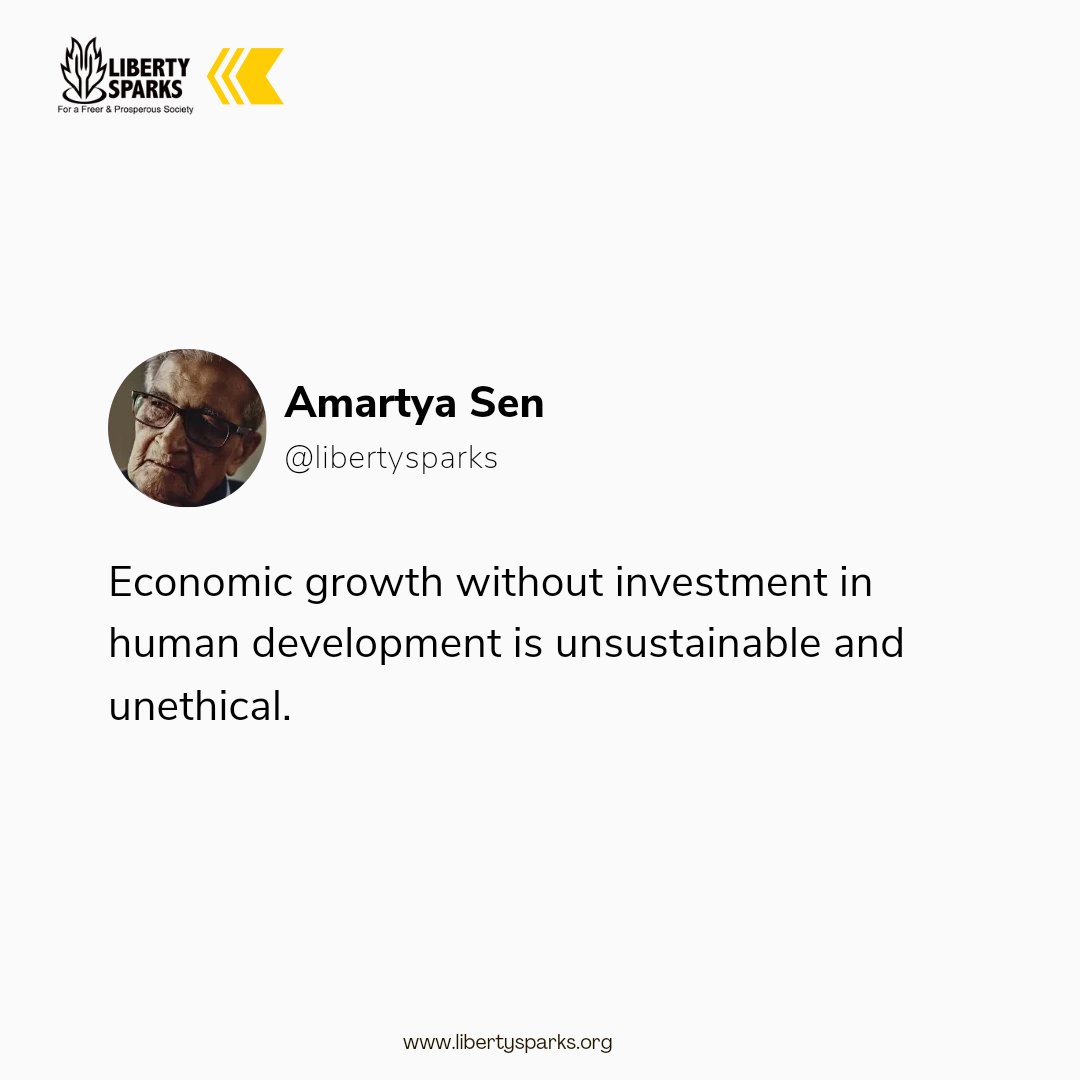 Building a prosperous future requires more than just financial gains. Investing in human development is not just a choice, but an imperative for sustainable and ethical economic growth.
#Economicgrowth #humandevelopment #Libertysparksquotes