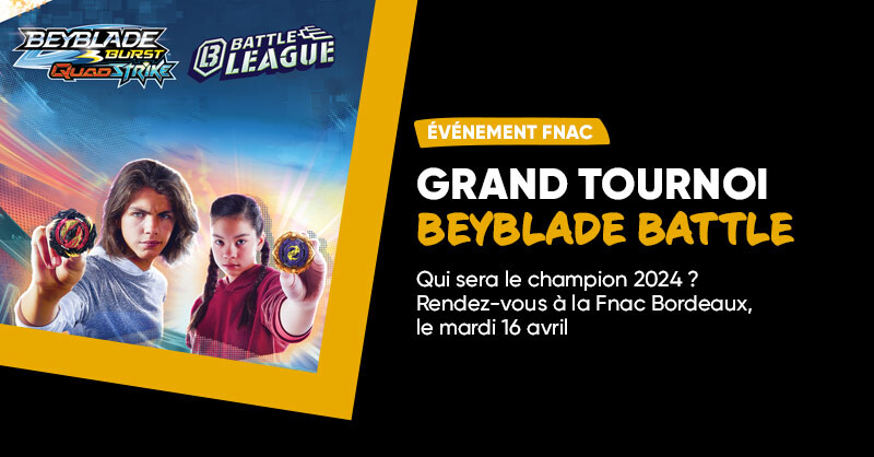 #RDVFnac 🗓️ Le mardi 16 avril, rendez-vous à la Fnac de Bordeaux pour participer au grand tournoi Beyblade Battle. Que le meilleur gagne ! 🎖️ 👉 lc.cx/i40TTK