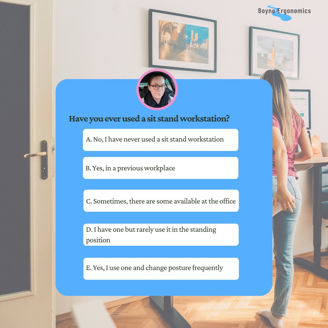 niamh_pentony's tweet image. Tuesday Topic - Sit Stand Workstations

Have you ever tried a sit-stand workstation at your workstation? Share your experiences in the comments below! ⬇️ 

#SitStandWorkstation #Ergonomics #Poll