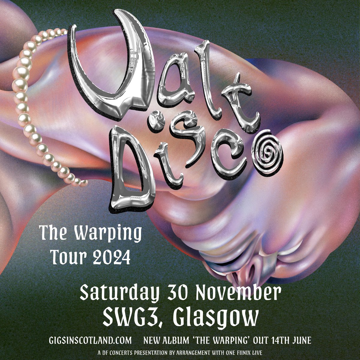 𝗝𝗨𝗦𝗧 𝗔𝗡𝗡𝗢𝗨𝗡𝗖𝗘𝗗 Glasgow glam pop-rockers Walt Disco headline SWG3 Warehouse on Saturday 30 November 2024. 𝗧𝗜𝗖𝗞𝗘𝗧𝗦 on sale Friday 19 April 2024. 𝗠𝗢𝗥𝗘 𝗜𝗡𝗙𝗢 → swg3.tv/events/2024/no…