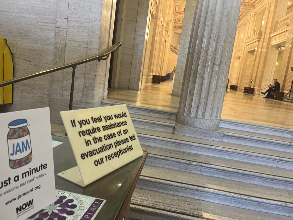 At Stormont for @NIChamber Quarterly Economic Survey event. Great to see @NOW_Group Jam Card on prominent display at @niassembly reception desk.