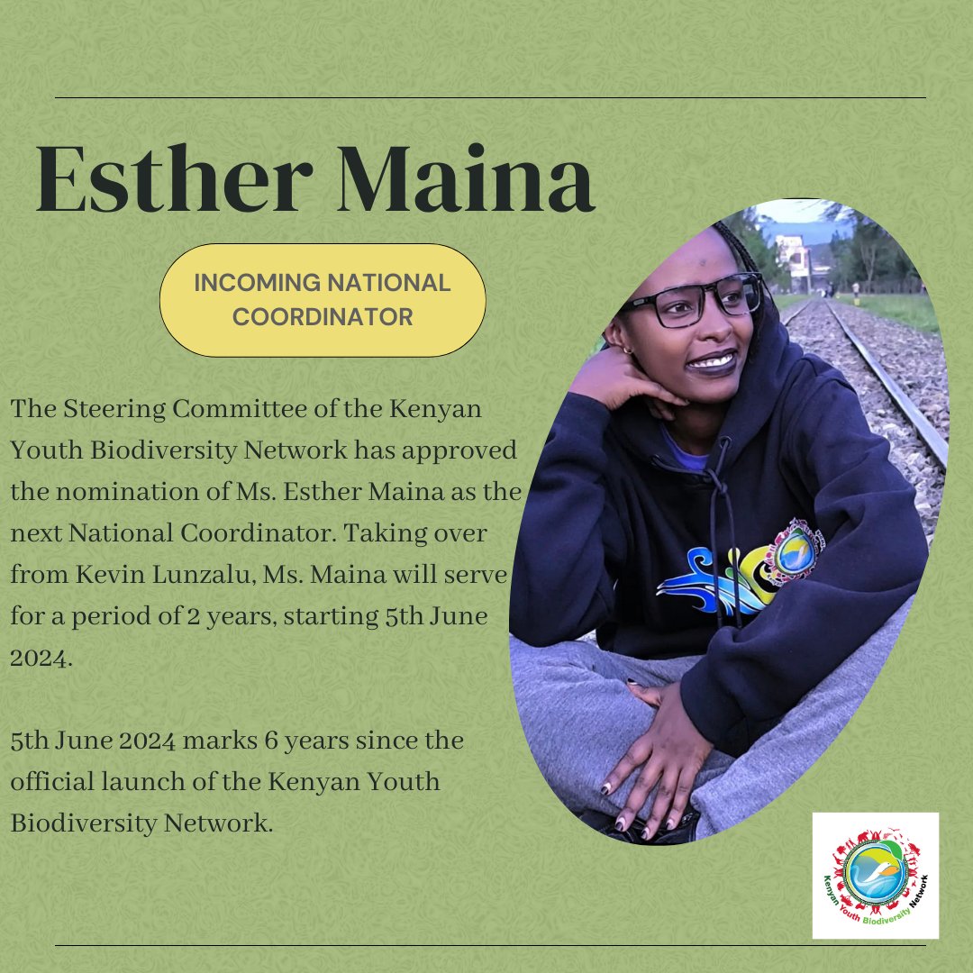 NEW BOSS ALERT! The Steering Committee of the Kenyan Youth Biodiversity Network has approved the nomination of Esther Maina, as the next country coordinator! Ms. @esther_emaina currently serves as the Marine Action Coordinator, a role she has thrived in, with enormous.. 1/3
