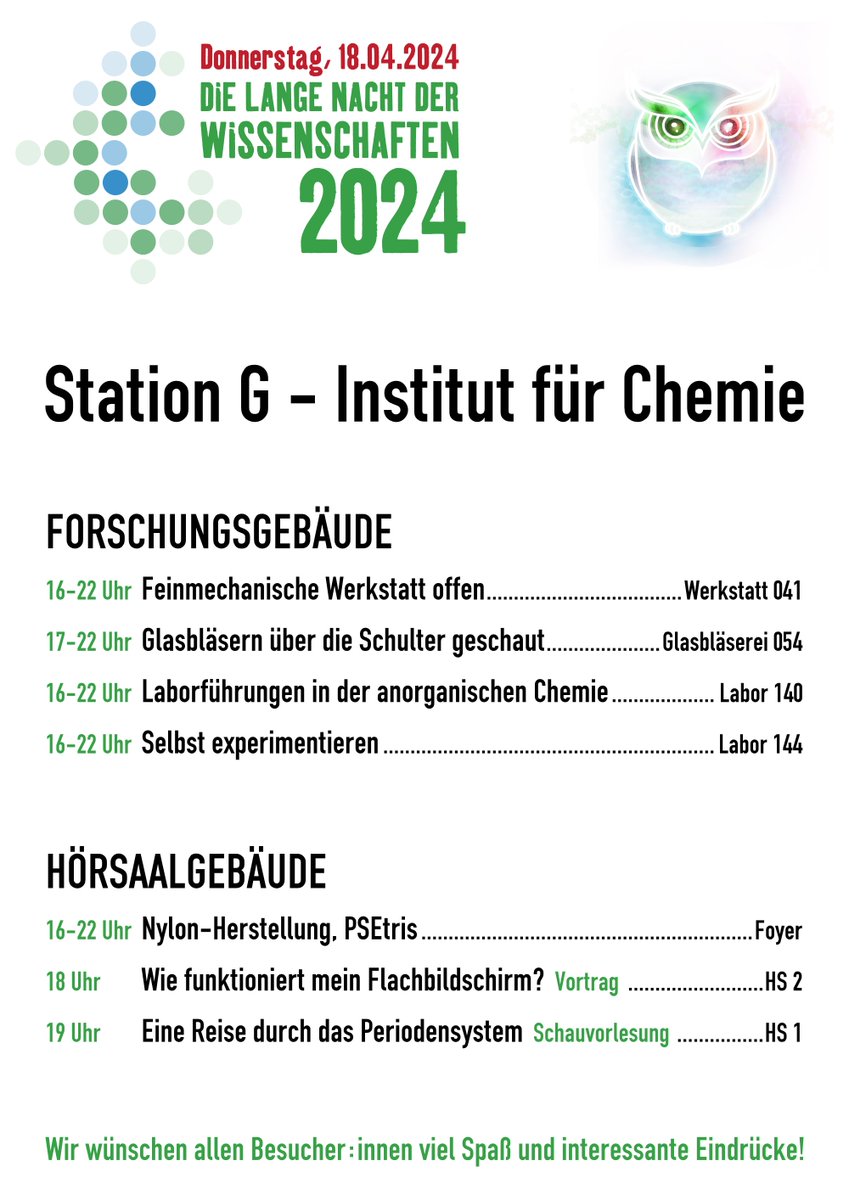 Schulz Group (@schulzgroup) on Twitter photo Lange Nacht des Wissens 2024 - wir sind dabei!
Wir öffnen die Forschungslabore & bieten Experimente zum Selbermachen. Vorbeikommen lohnt sich!
Und nicht die "Reise durch das Periodensystem der chemischen Elemente" verpassen!😉
chemie.uni-rostock.de/veranstaltunge…
#LNdW_Rostock <a href="/bresien_lab/">Bresien Lab</a> Lange Nacht des Wissens 2024 - wir sind dabei!
Wir öffnen die Forschungslabore & bieten Experimente zum Selbermachen. Vorbeikommen lohnt sich!
Und nicht die "Reise durch das Periodensystem der chemischen Elemente" verpassen!😉
chemie.uni-rostock.de/veranstaltunge…
#LNdW_Rostock <a href="/bresien_lab/">Bresien Lab</a>