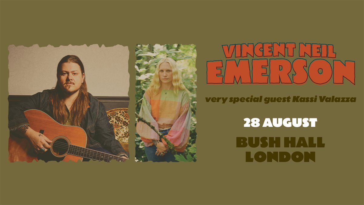 NEW: A staple among folk and country music fans nationwide Vincent Neil Emerson (@VNEofficial) will play London's @Bushhallmusic in August, joined by very special guest #KassiValazza 🎤 Secure tickets in our #LNpresale this Thursday at 4pm 👉 livenation.uk/vR0x50RgjtU