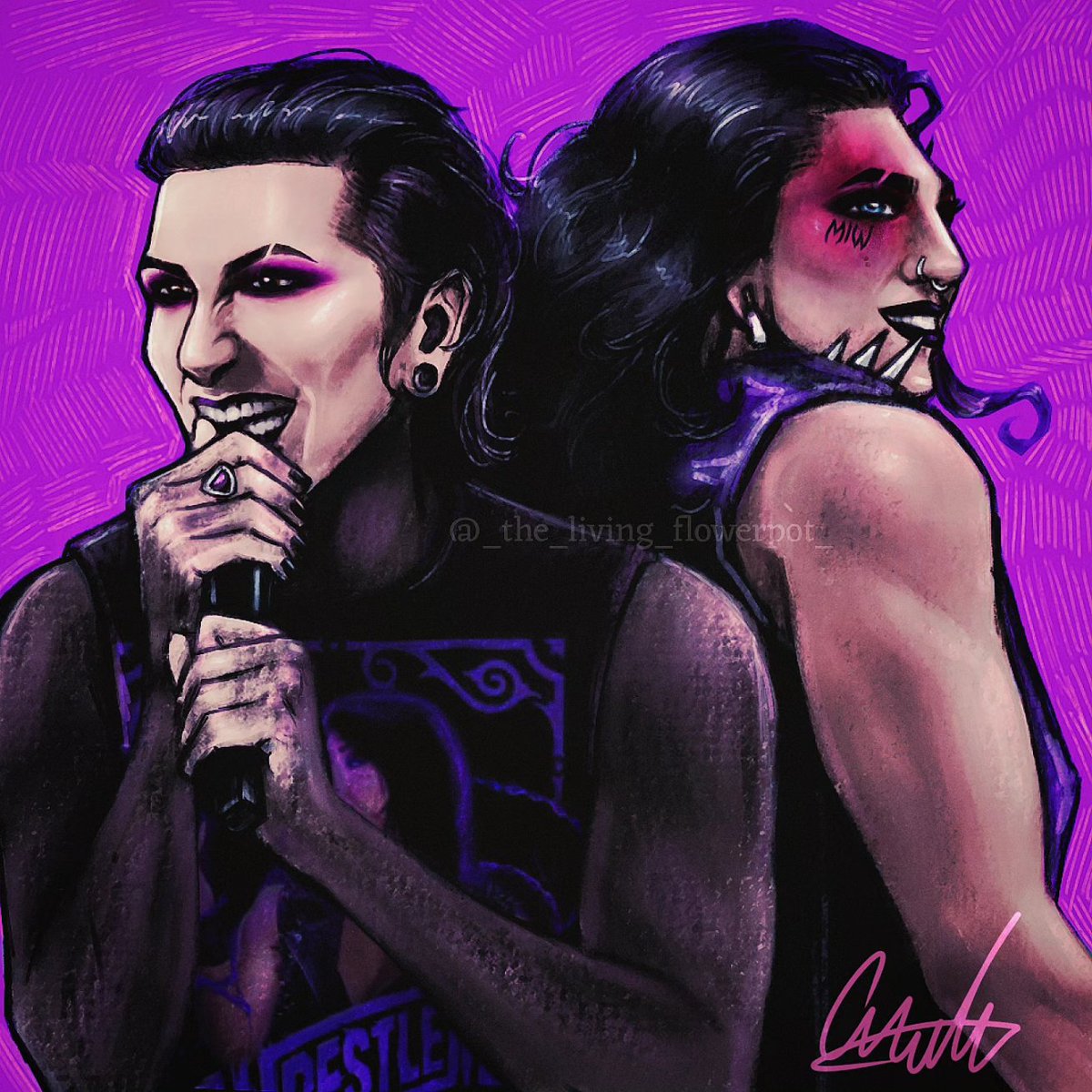 Motionless in White performing with Rhea Ripley for her entrance at Wrestlemania XL was such an iconic moment fr, i just had to draw something from it ! :3
#RheaRipley #chrismotionless #wwe #miw #motionlessinwhite