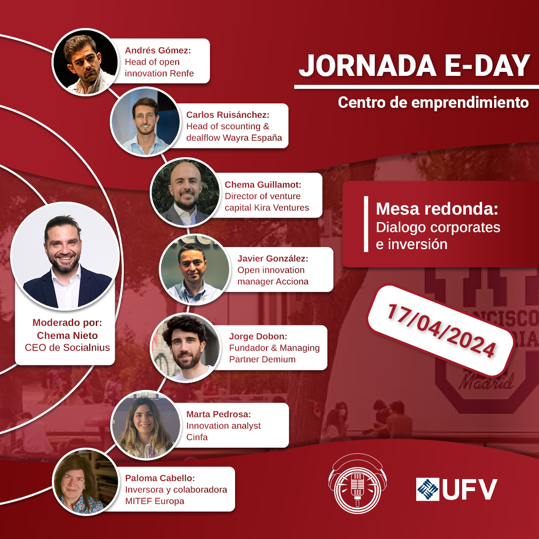 Mañana nos rodearemos de emprendedores para celebrar el Día del Emprendimiento desde el Campus de la <a href="/ufvmadrid/">Universidad Francisco de Vitoria</a> gracias a <a href="/EmprenderUFV/">Emprendimiento UFV</a>.💥

Nuestro presentador,<a href="/ChemaNieto/">Chema Nieto</a>, moderará dos mesas redondas: la primera bajo el nombre "Impactando en la sociedad: casos reales", y la