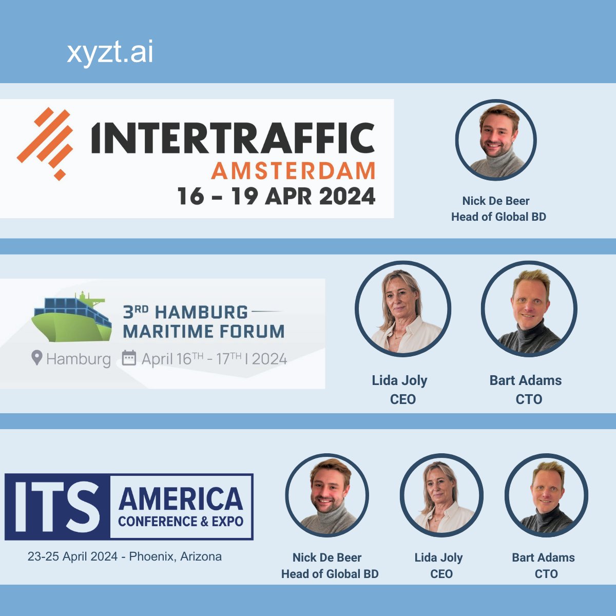 The team's hitting several industry events this week &amp; next! 
If you're there, let's chat about your use case &amp; how our platform transforms #data into #actionable #insights! 
Can't make it to the events? Reach out for a call with one of our team members
 bit.ly/4aAMRp4