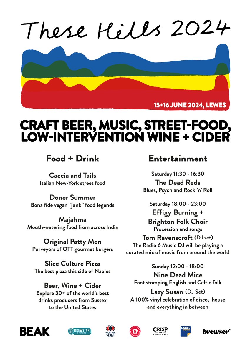 More than just beer... We’re delighted to share the full non-beer line-up for this year’s These Hills festival, which features everything from disco, live folk and a headline DJ set from @tom_ravenscroft Book tickets: beakbrewery.com/these-hills