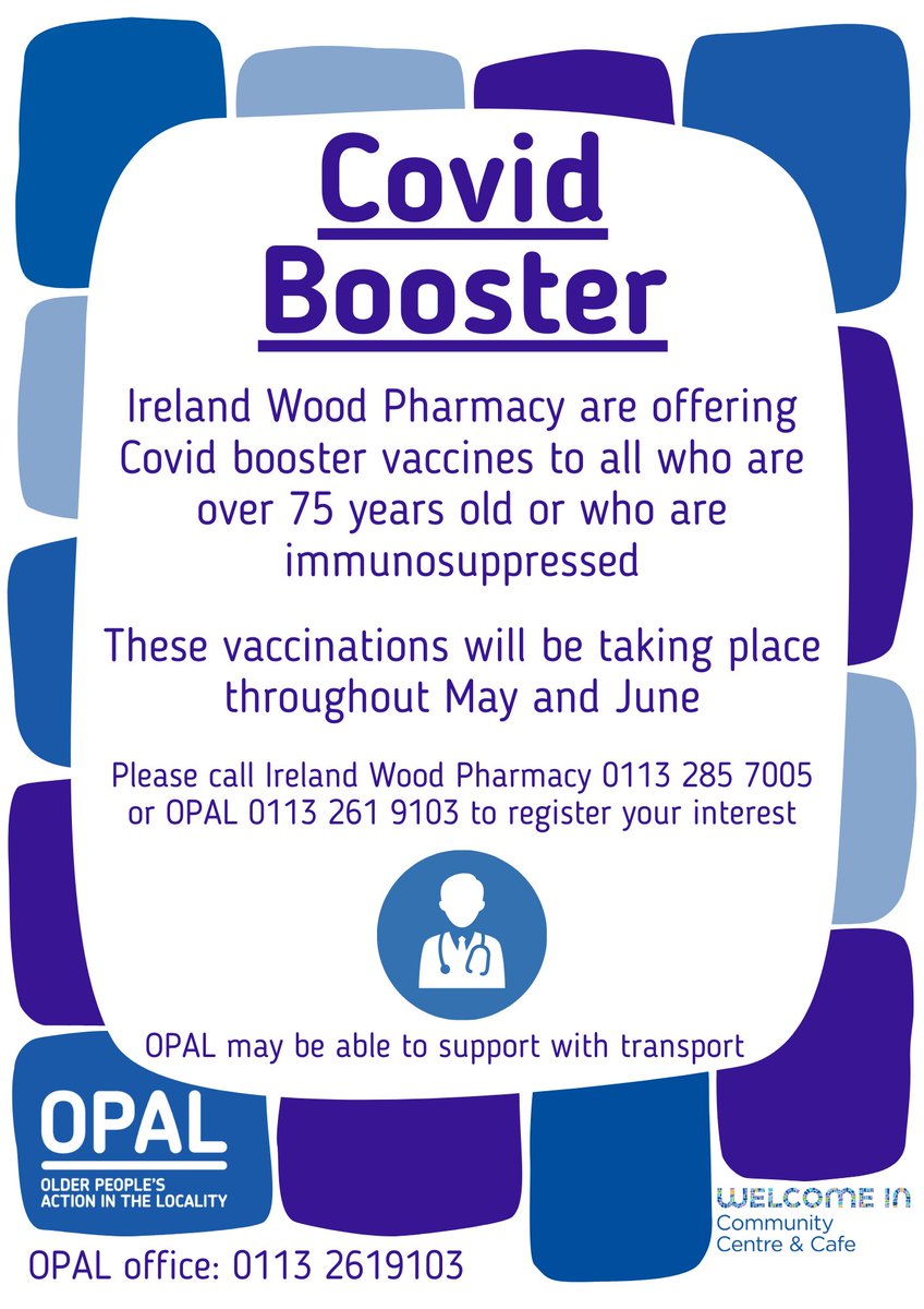 This is open to ALL. If you would like OPAL to register your interest, please give us a call! We can then add you to our list and you will get a call later on with an appointment date and time. OPAL office: 0113 261 9103