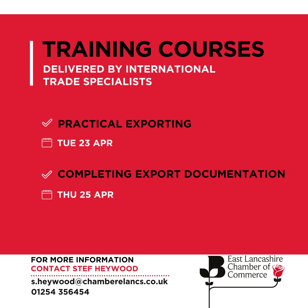 In-person & virtual training courses led by our experienced International Trade Specialists: 🌎 TUE 23 APR – Practical Exporting 🌍 THU 25 APR – Completing Export Documentation View courses👉 ow.ly/GEaK50Qqlhb