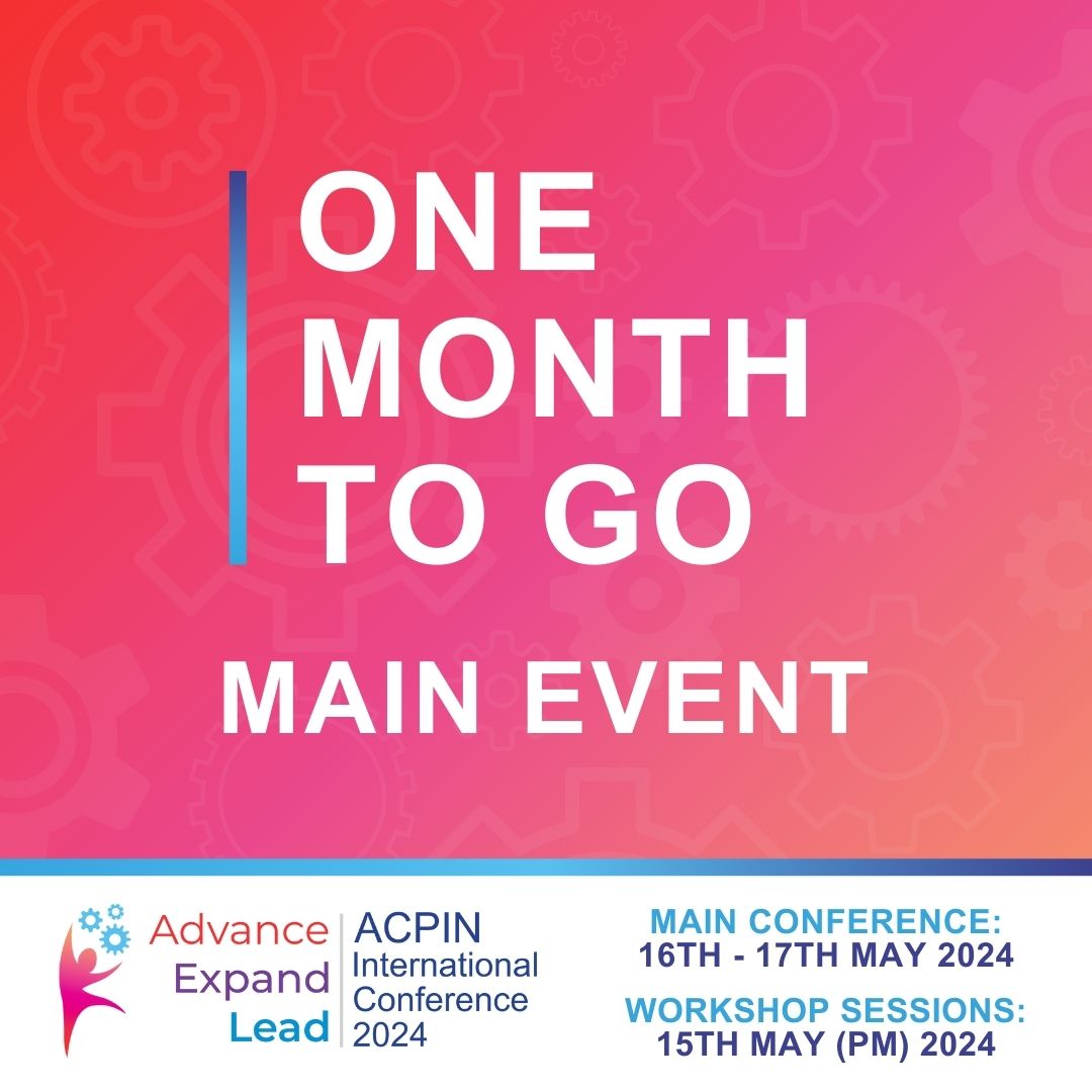 Just one month until the main event of ACPIN 24 – hope to see you there! acpin.net #ACPIN2024 #Conference #neurophysio #neurology #physiotherapy