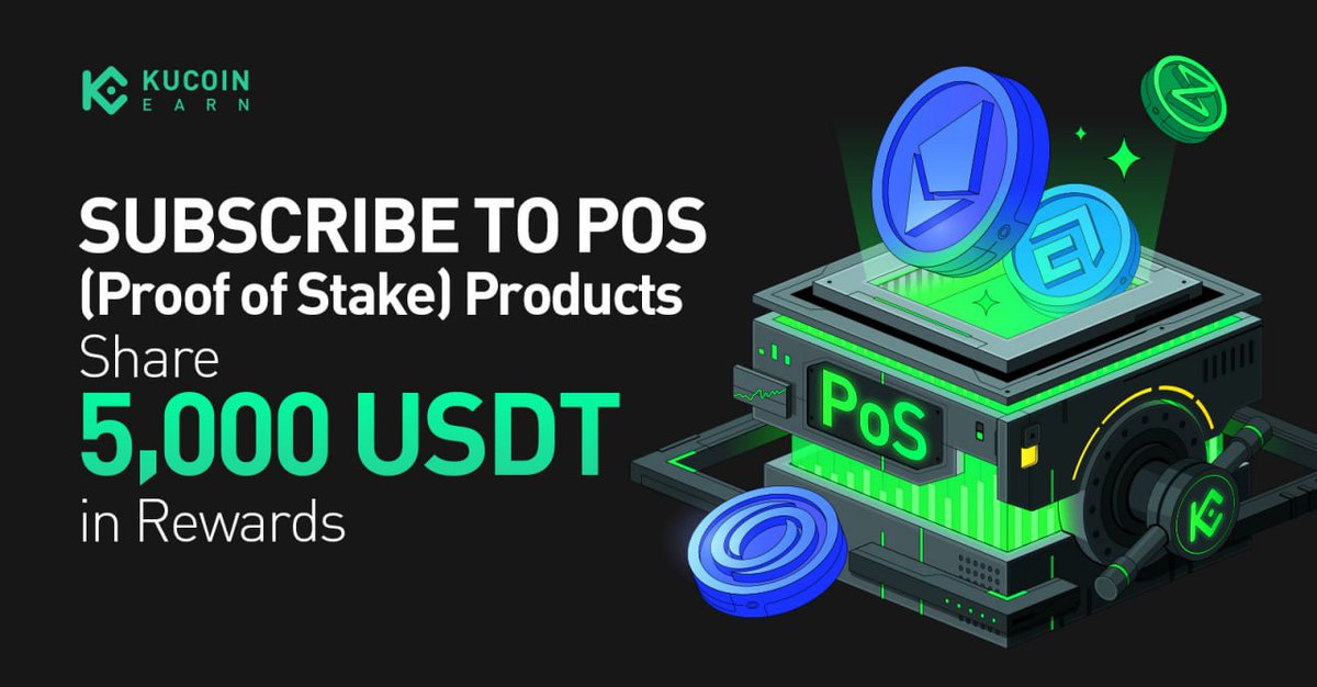 💰Subscribe to #KuCoin Earn PoS (Proof of Stake) Products, Share 5,000 $USDT in Rewards ⏰09:00 on April 16, 2024 to 09:00 on April 30, 2024 (UTC) Details: kucoin.com/announcement/e…