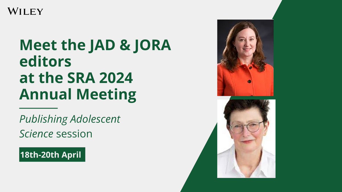 Join editors Amanda Morris and Nancy Darling at SRA 2024 for a 'Publishing Adolescent Science: Meet the Editors' session this week. Find out more now 🔗 ow.ly/jIcs50R3YUe