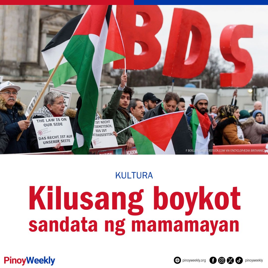 Bagaman 2005 pa lang naitatag ang BDS (Boycott, Divestment, Sanctions) Movement, matagal nang sandata ng mamamayang api ang taktikang boykot. BASAHIN: tinyurl.com/5n97b7rx 🔗