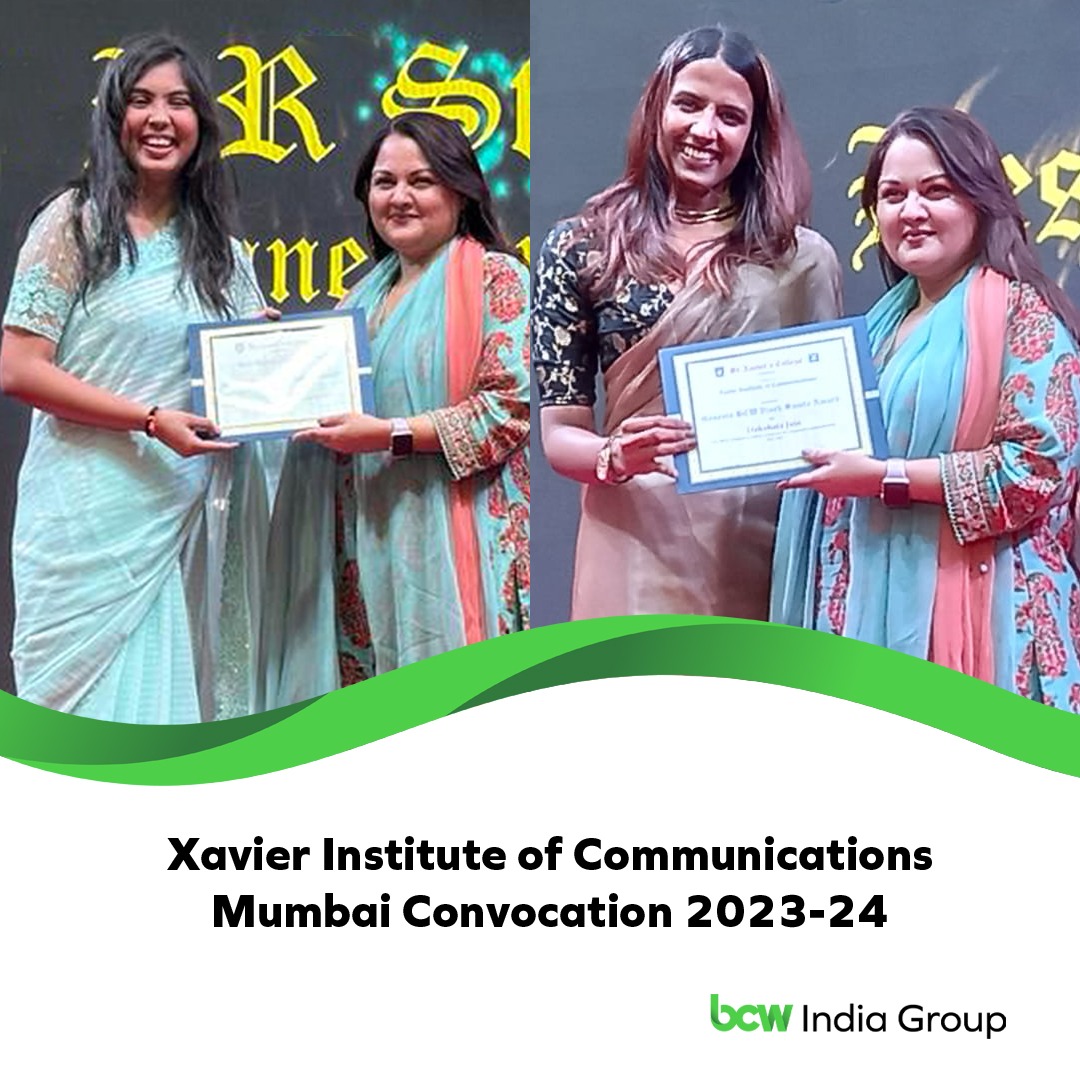 sixdegreesbcw's tweet photo. Here's a glimpse of the best performing PR students at the Xavier Institute of Communications receiving Vivek Samta Award at Mumbai Convocation 2023-24. Congratulations to the winner Dakshata Jain and runner up Gauri Kaushik! https://t.co/FNGbePM0B9