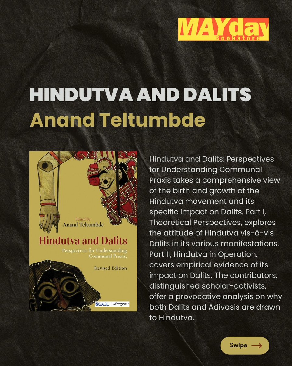 MaydayBookstore's tweet photo. To commemorate Dalit History Month, MayDay Bookstore brings to you a list of 5 books every week!

Dalit History Month, Reading list (Week 2/4)

Read and resist! Agitate, Educate, and Organise!

#dalithistorymonth #dalithistory #dalitrights #brambedkar #gailomvedt #dalitwriters https://t.co/kF1IK5sjI7