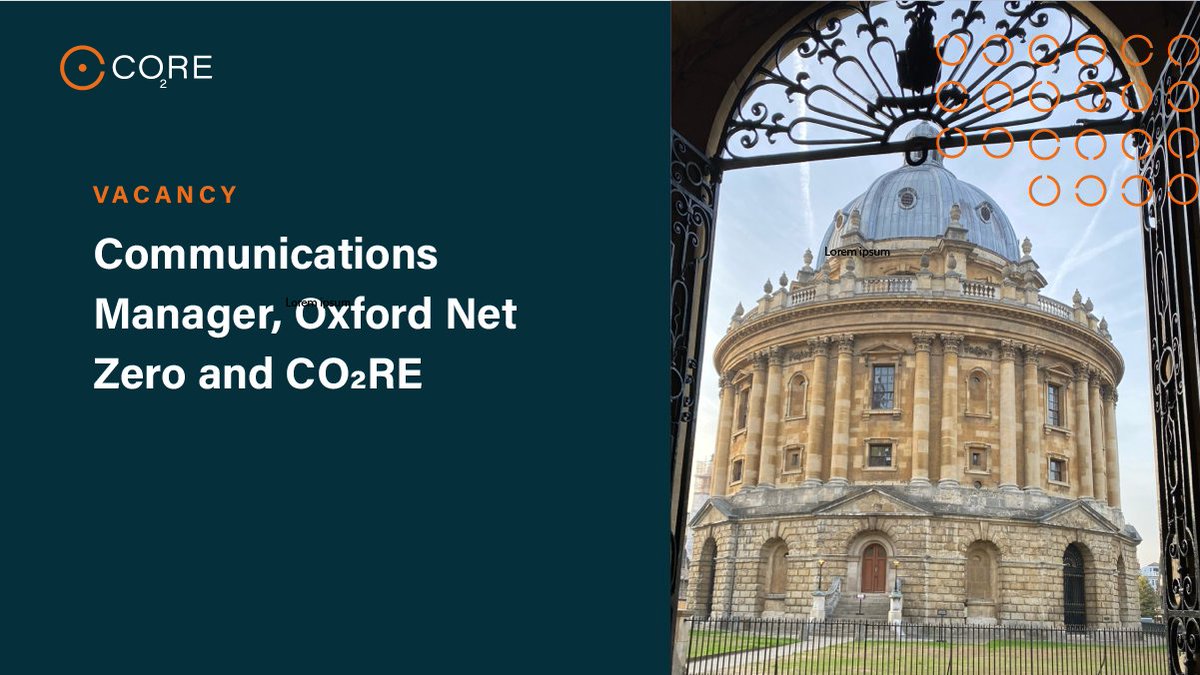 VACANCY! We're looking for a new Communications Manager to lead production of key comms outputs such as social media, websites, media relations and publications. Full time, split 50/50 with @OxfordNetZero, based at @UniofOxford. Closes 9 May. my.corehr.com/pls/uoxrecruit…