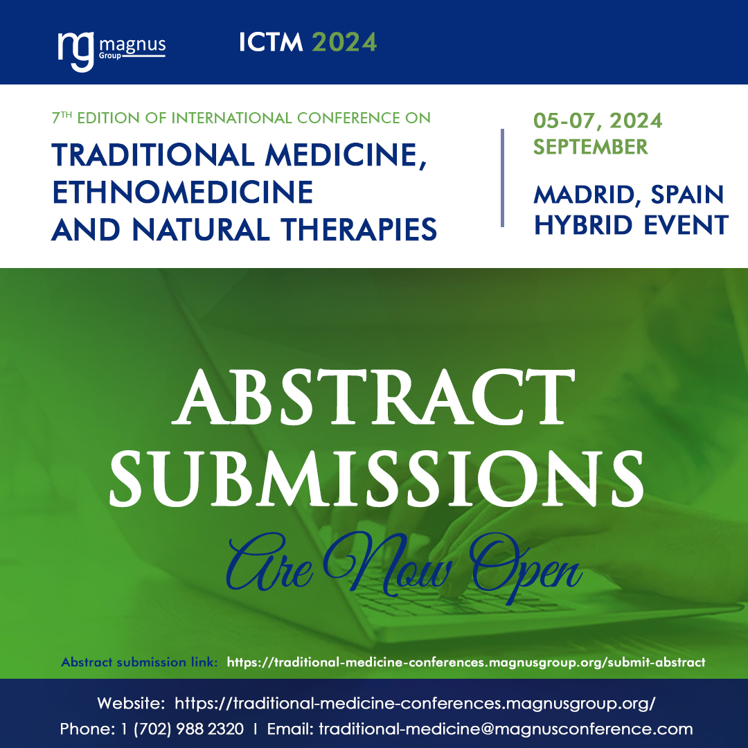 Discover the #traditionalRemedies at #ICTM2024
Submit your abstract | …-medicine-conferences.magnusgroup.org/submit-abstract

#TraditionalMedicineConferences2024 #traditionalmedicineconferences  #traditionalmedicinecongress #NaturalTherapiesConference #Chinesemedicineconferences