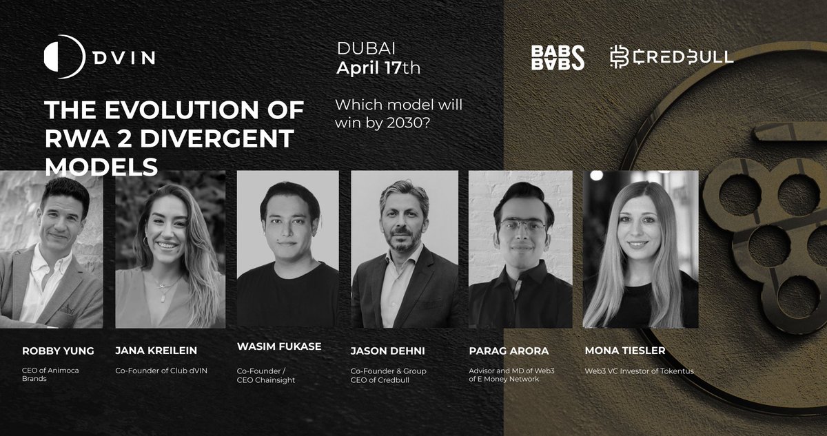 BABs (@babs_agency) on Twitter photo Looking for #theGoldenAgeRWA debate tomorrow!
<a href="/viewfromhk/">Robby Yung ⦿⦿⦿</a>, CEO, <a href="/animocabrands/">Animoca Brands ✈️TOKEN2049 Dubai 🌴</a>
<a href="/JanaKreilein/">the.wine.girl</a>, Co-Founder, @clubdvin
<a href="/jasondehni/">Jason Dehni</a> , Co-Founder & Group CEO <a href="/credbullDeFi/">Credbull</a>
Parag Arora, Advisor and MD for <a href="/emoney_network/">E Money Network</a>
<a href="/CryptoMonaT/">Mona T</a>, Investment Manager, <a href="/tokentus_AG/">tokentus investment AG</a> Looking for #theGoldenAgeRWA debate tomorrow!
<a href="/viewfromhk/">Robby Yung ⦿⦿⦿</a>, CEO, <a href="/animocabrands/">Animoca Brands ✈️TOKEN2049 Dubai 🌴</a>
<a href="/JanaKreilein/">the.wine.girl</a>, Co-Founder, @clubdvin
<a href="/jasondehni/">Jason Dehni</a> , Co-Founder & Group CEO <a href="/credbullDeFi/">Credbull</a>
Parag Arora, Advisor and MD for <a href="/emoney_network/">E Money Network</a>
<a href="/CryptoMonaT/">Mona T</a>, Investment Manager, <a href="/tokentus_AG/">tokentus investment AG</a>