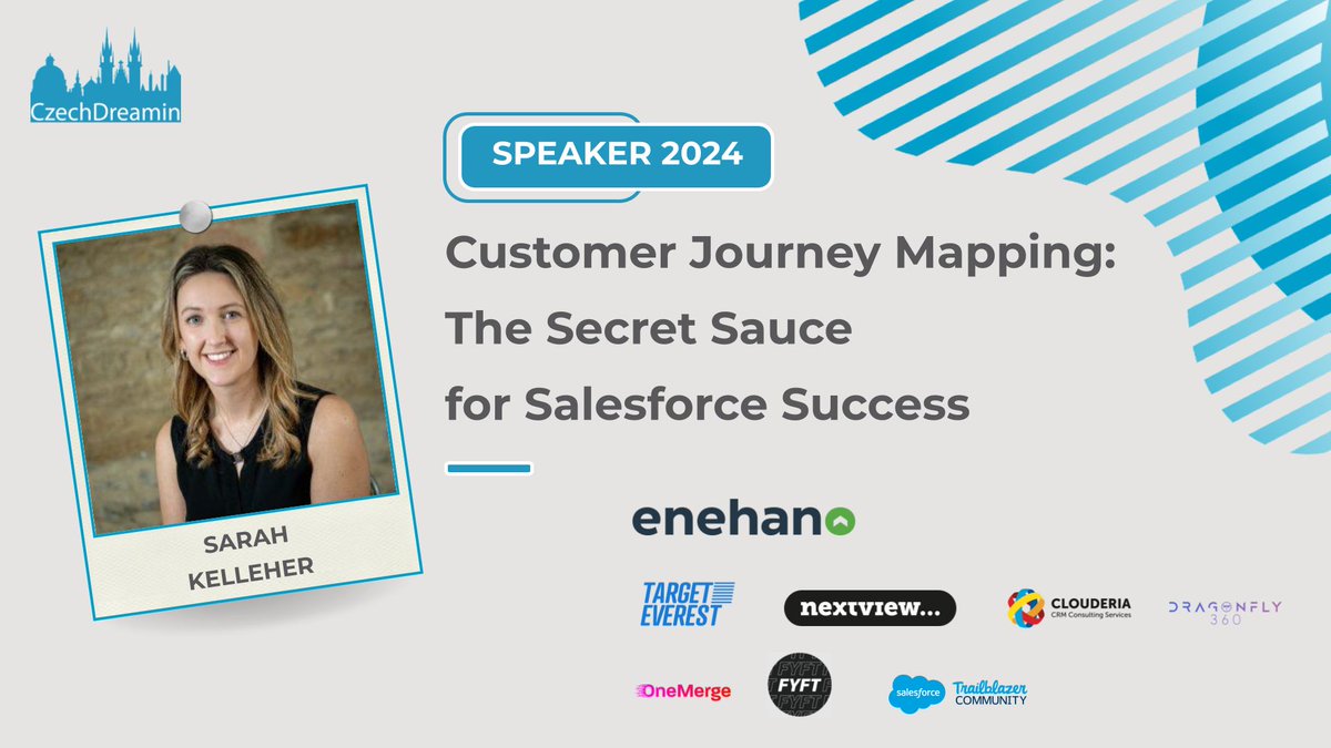 CzechDreamin's tweet photo. It's time to meet your next #CzechDreamin speaker and their session.
Here we go!
Please welcome @sarahkllhr with "Customer Journey Mapping: The Secret Sauce for Salesforce Success"
#CDsessions
Check out our full Program Schedule & get your tickets below
https://t.co/3QkaZMh5d9 https://t.co/cFT7yHpugk