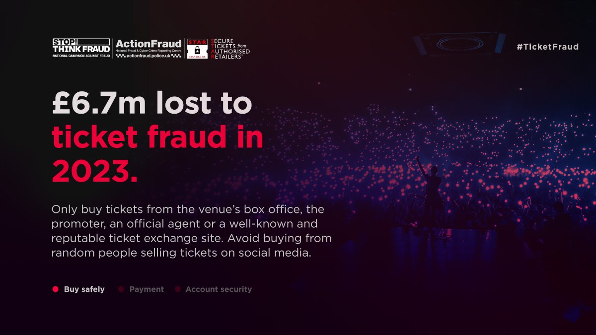 ⚠️ £6.7 million was lost to ticket fraud in 2023. Don’t be fooled by criminals and know how to spot the signs of #TicketFraud ➡ bit.ly/3xDCAKo