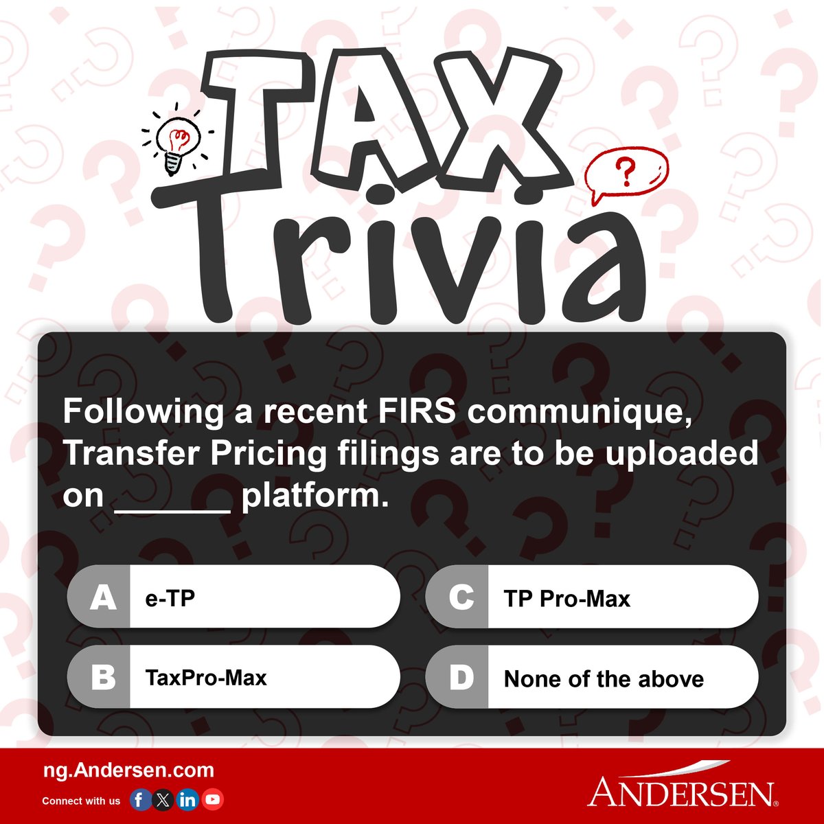 Did you know? Transfer Pricing filings are now required to be uploaded. Stay informed and compliant! #TaxTrivia #Trivatuesday #Nigeria #TransferPricing