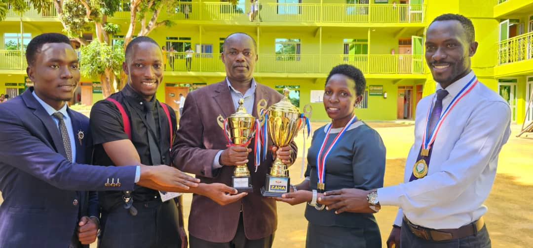 🏆 Our medical students' football team had the honor of presenting the trophy they won at the FUMSA football gala to our Chancellor, HE HM King Ceasor TG. A proud moment for our university. ⚽️🎉 #Champions #MedicalFootball #ProudMoment #KingCeasorUniversity.