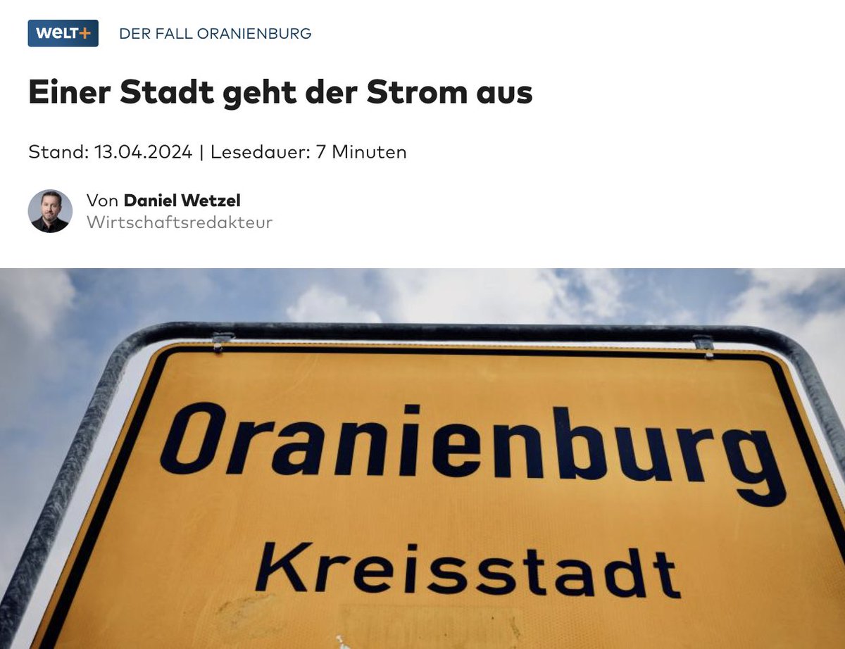 Wenn die #Energiewende nicht so funktioniert wie gedacht.

„Ich baue gerade ein Haus und habe noch keinen Anschluss beantragt. Bekomme ich noch einen Netzanschluss?“, fragte ein besorgter Oranienburger etwa: „Nein“, lautet hier die Antwort der Stadtwerke: „Wir können Ihnen bis