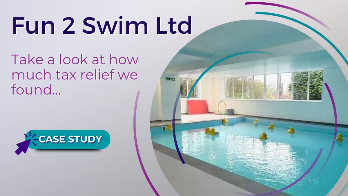 Our latest case study highlights the success story of Fun 2 Swim Ltd. Their #accountant had already claimed a substantial amount of #CapitalAllowances, but see how much more we could uncover.
Read the full case study here – bit.ly/3xEMuLT

#commercialproperty #accounting