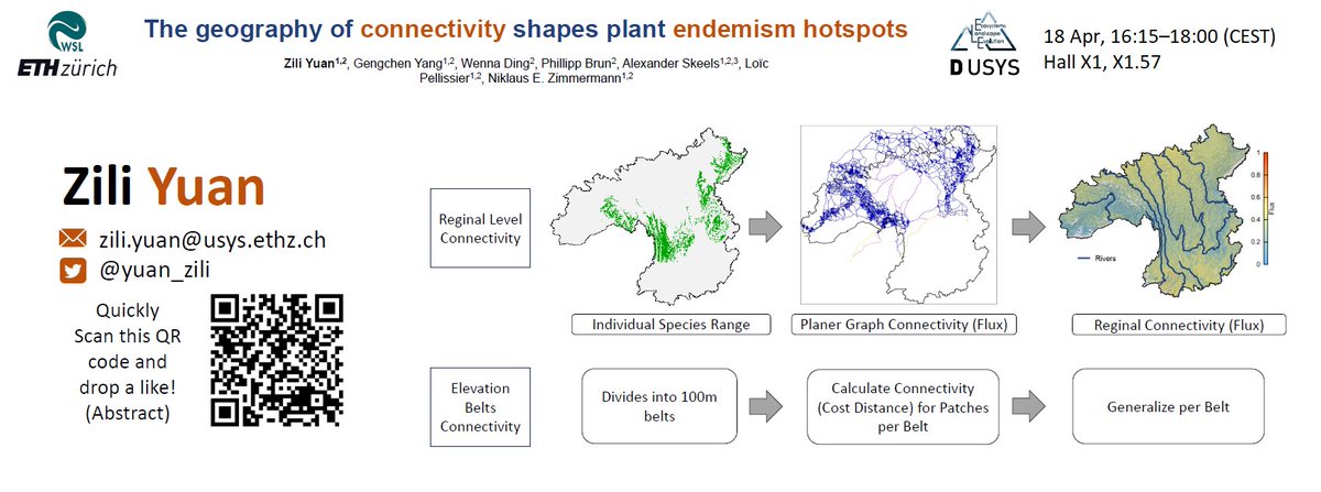 How does connectivity shape hotspots of plant endemism? If you're at @EuroGeosciences then come say hi to our PhD student @yuan_zili on Thursday between 16:15 and 18:00 in Hall X1, poster X1.57. #EGu2024