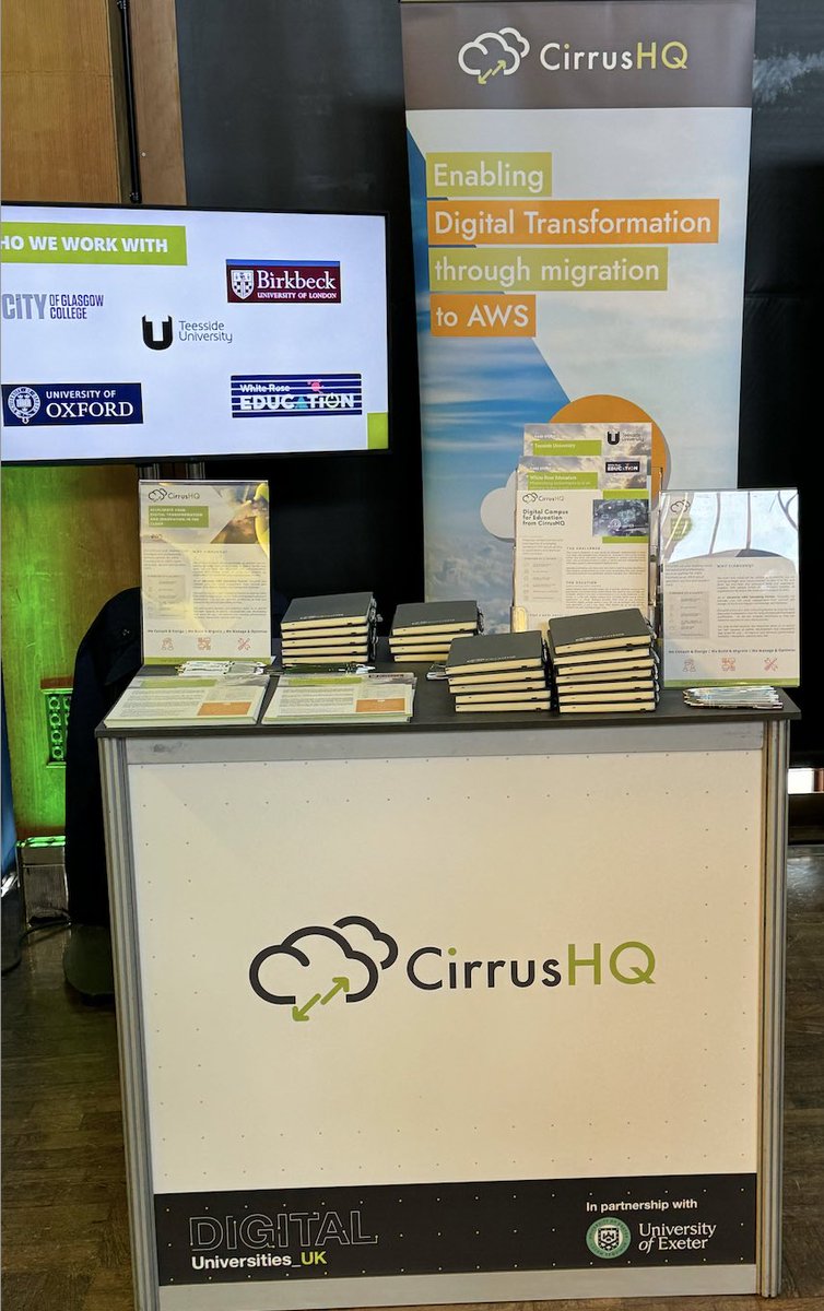 cirrushq's tweet photo. This week we are @UniofExeter for @timeshighered’s Digital Universities event! Join us in the exhibition hall and later this afternoon as we take to the stage with @TeessideUni and @awscloud to talk about the @TeesUniLondon Digital Campus! 

#THEDigitalUK #DigitalCampus https://t.co/GAgu93tef7