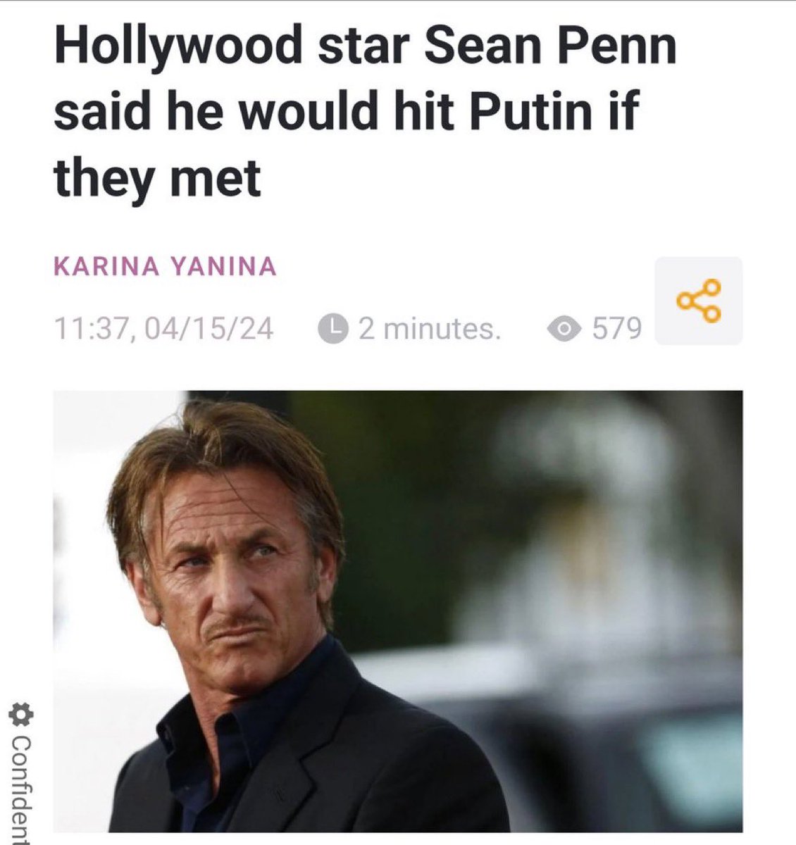 Sean Penn is a washed up actor trying to keep his relevance.