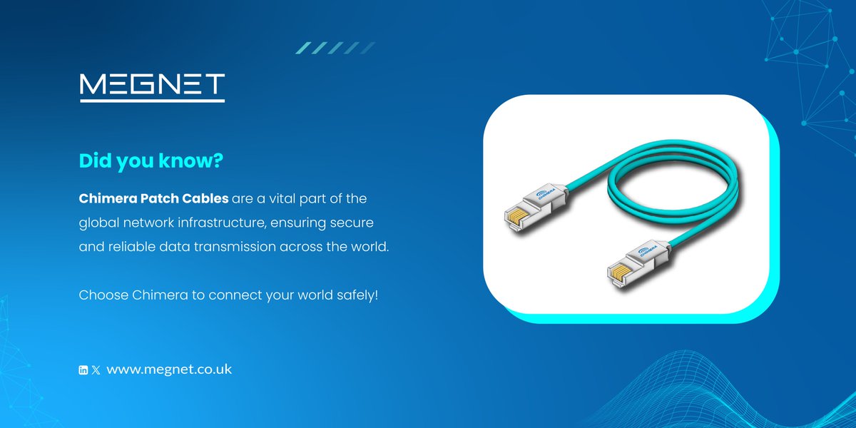 MegnetLtd's tweet image. Struggling with Network Downtime? Patch Your Weak Spots with Chimera - megnet.co.uk/chimera/

#NetworkUptime #ReliableConnections #ChimeraPatchCables #DataSecurity #ITInfrastructure #ConnectivitySolutions #NetworkIntegration #EfficientNetworking #Megnet