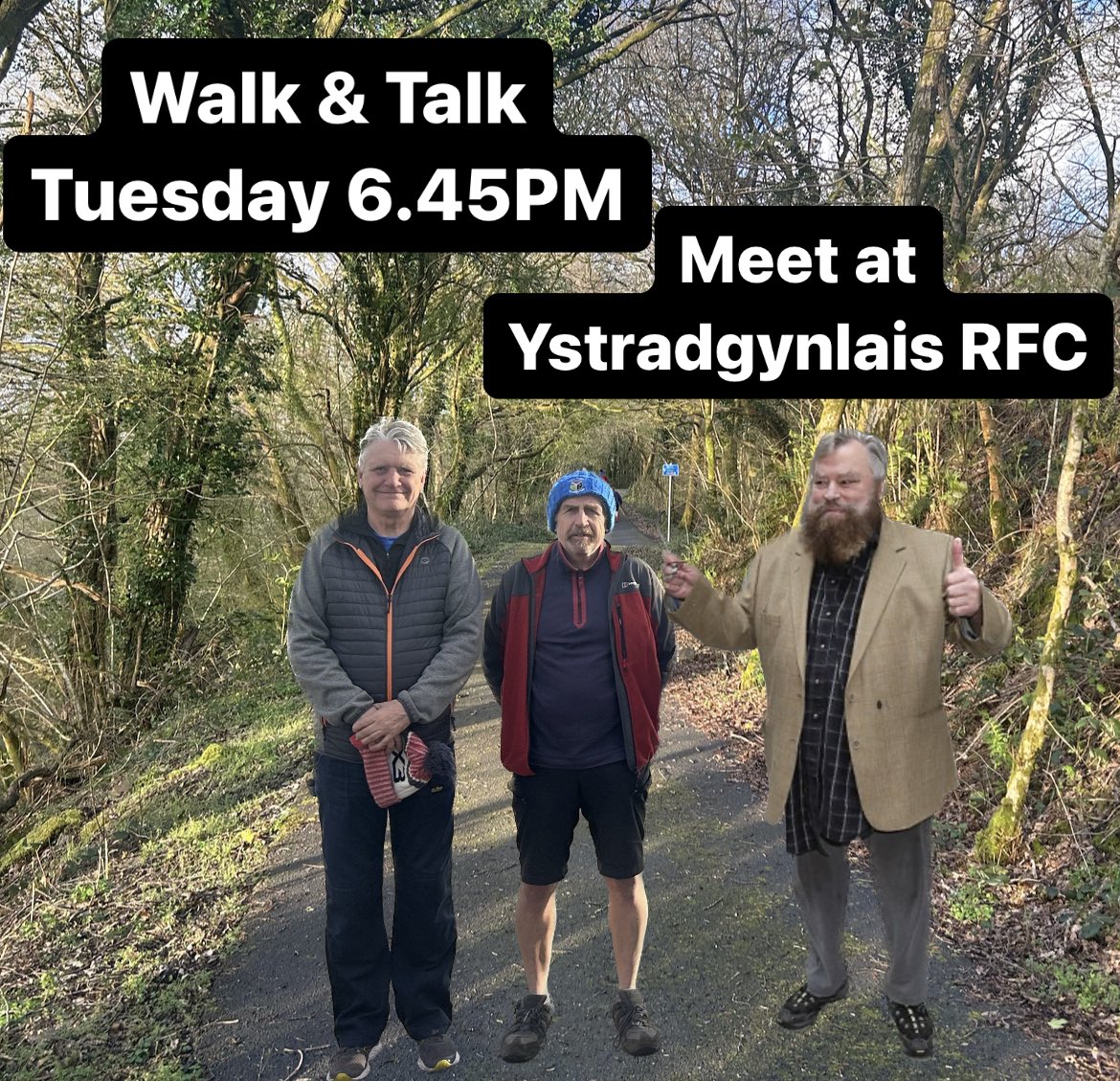 Tonight we meet to talk and walk around the area. You never know who you will meet and connect with. Walking is great for our physical and mental health, especially from middle age onwards. Meet tonight at Ystradgynlais Rugby Club 6.45pm ‘Gordon’s Alive’