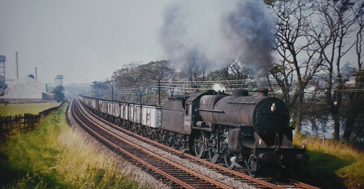 Crab 2-6-0 42778 is working the 11.18am Lancaster Ladies Walk to Manvers Main colliery near Mexborough, & is seen near Nelson with empty coal wagons. Date: 17th September 1963 📷 Photo by Derrick Codling #steamlocomotive #1960s #Lancashire #BritishRailways