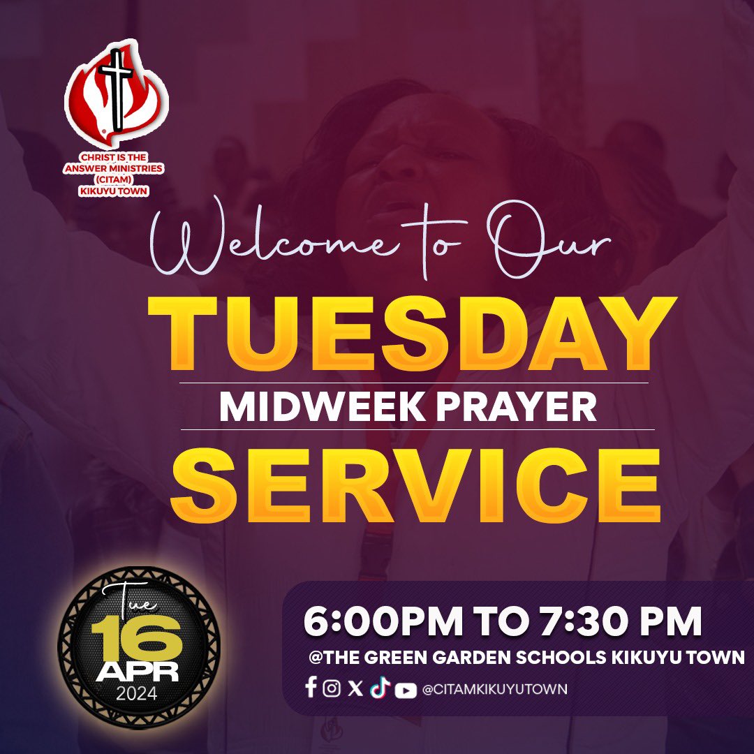 This evening we join together for Prayer, Word and Worship 🙏🙏 GOD IS NOT A MAN THAT HE SHOULD LIE! #TuesdayMidweekService #citamkikuyutownchurch #takingnewterritories #youthmonth #eneza #imjiliitambe #Worship