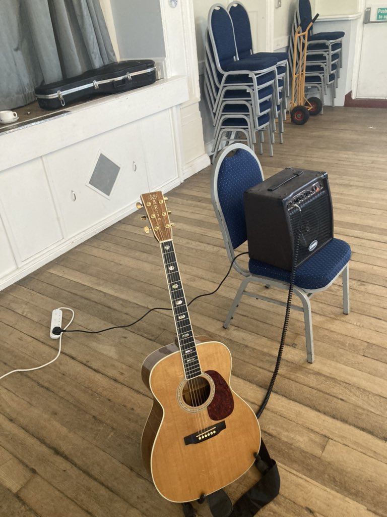 Ready for the off giving a chat and a couple of songs to The Probus Club of Penarth in aid of the Let Yourself Trust charity run by the singer songwriter @martyn_joseph He might recognise the guitar. 😉