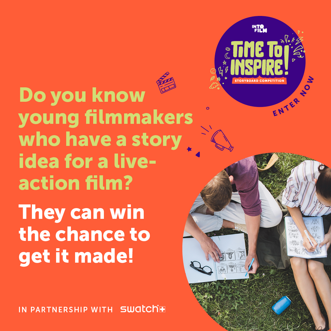 5 DAYS LEFT! #Time2Inspire is an educational and exciting storyboard competition to help young people develop their creative skills and imaginations to design a storyboard based on what inspires them🎬 Enter before 21/04/24 at 23:59👉 bit.ly/3v1AaEe #IntoFilm #Swatch