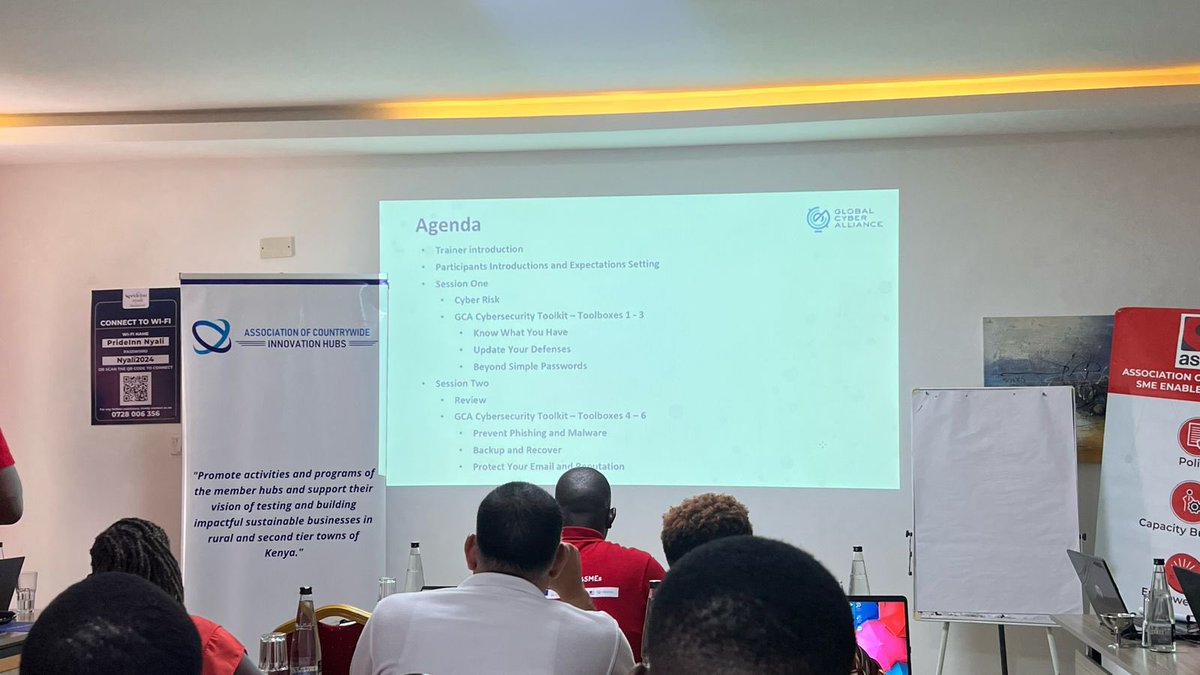 Our sequence of Cybersecurity Trainings is currently being held in Mombasa; with @giz_gmbh and @GroupGfa With the initiative of Digital Transformation, these sessions aim to protect businesses and secure their futures in the ever-evolving cyber landscape! #CyberHygiene4SMEs