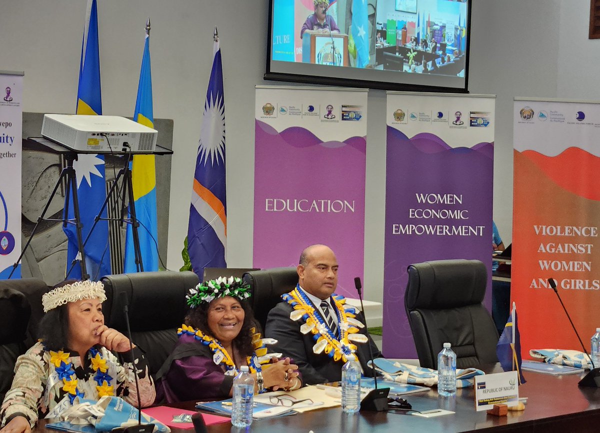 An amazing group of Micronesian delegates deciding on priority actions to take now, to better address #GenderEquality at this week's Micronesian Ministers for Women Conference hosted by #Nauru. #MMWC2024 
Also preparing progress &amp; priorities for #Triennial2024 #PacificWomen