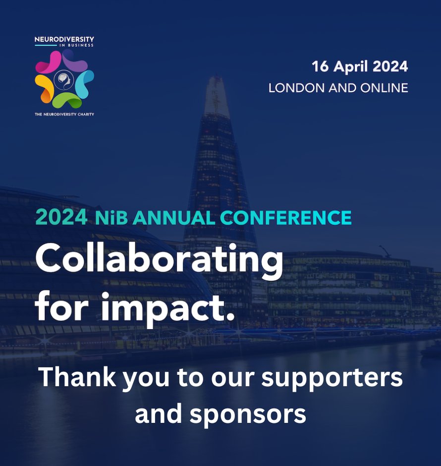 Thank you to Key Supporter @SocietieGeneral and our on-demand video sponsors Hatched Coaching Ltd and @NDSA_UK for supporting the 2024 NiB Annual Conference. View the live stream on LinkedIn: linkedin.com/events/7184556… #Neurodiversity #NeurodiversityInBusiness