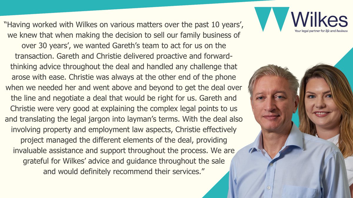 🌟 Fantastic feedback for Gareth and Christie from our Corporate team! 🎉

We're thrilled to share this glowing testimonial highlighting their invaluable expertise in facilitating the sale of a long-standing client's family business. 💼

#ClientFeedback #Testimonial #CorporateLaw