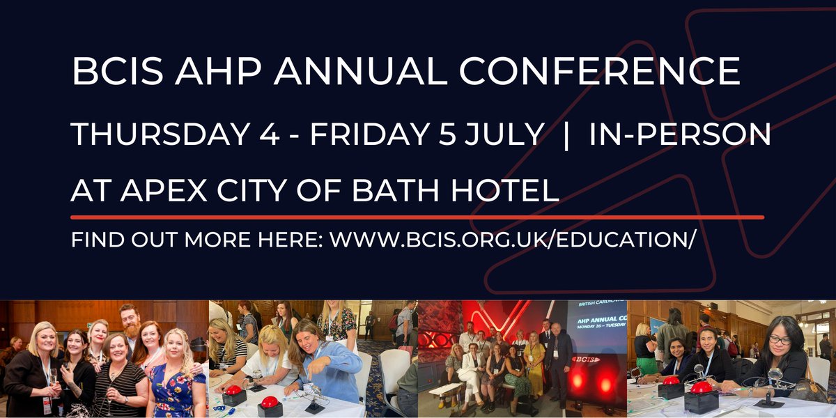 ICYMI: Last week, we opened registration for the @bcis_ahp Annual Conference! 🗓️Thursday 4 - Friday 5 July 📍Apex City of Bath Hotel 🖐️Hands-on sessions and TWO streams of education: Core and Advanced 👉Register here: bit.ly/3W2QXC3
