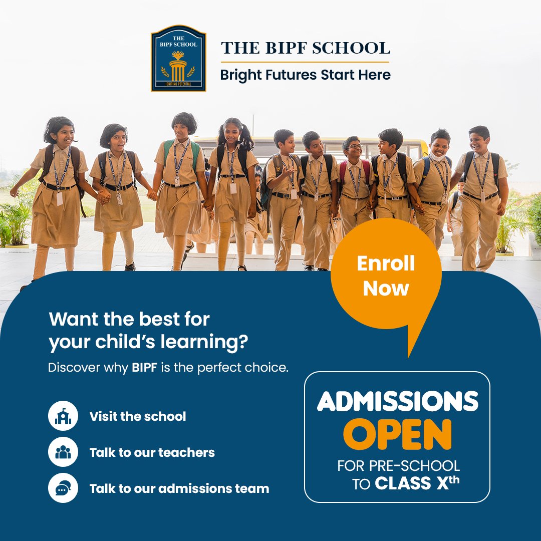 Admissions are now open from pre-school to class Xth. Hurry, final admission dates are approaching fast!

Visit thebipfschool.in to learn more.

#admissionopen2024 #AdmissionsOpen #Admissions2024 #TBS #TheBIPFSchool #Students