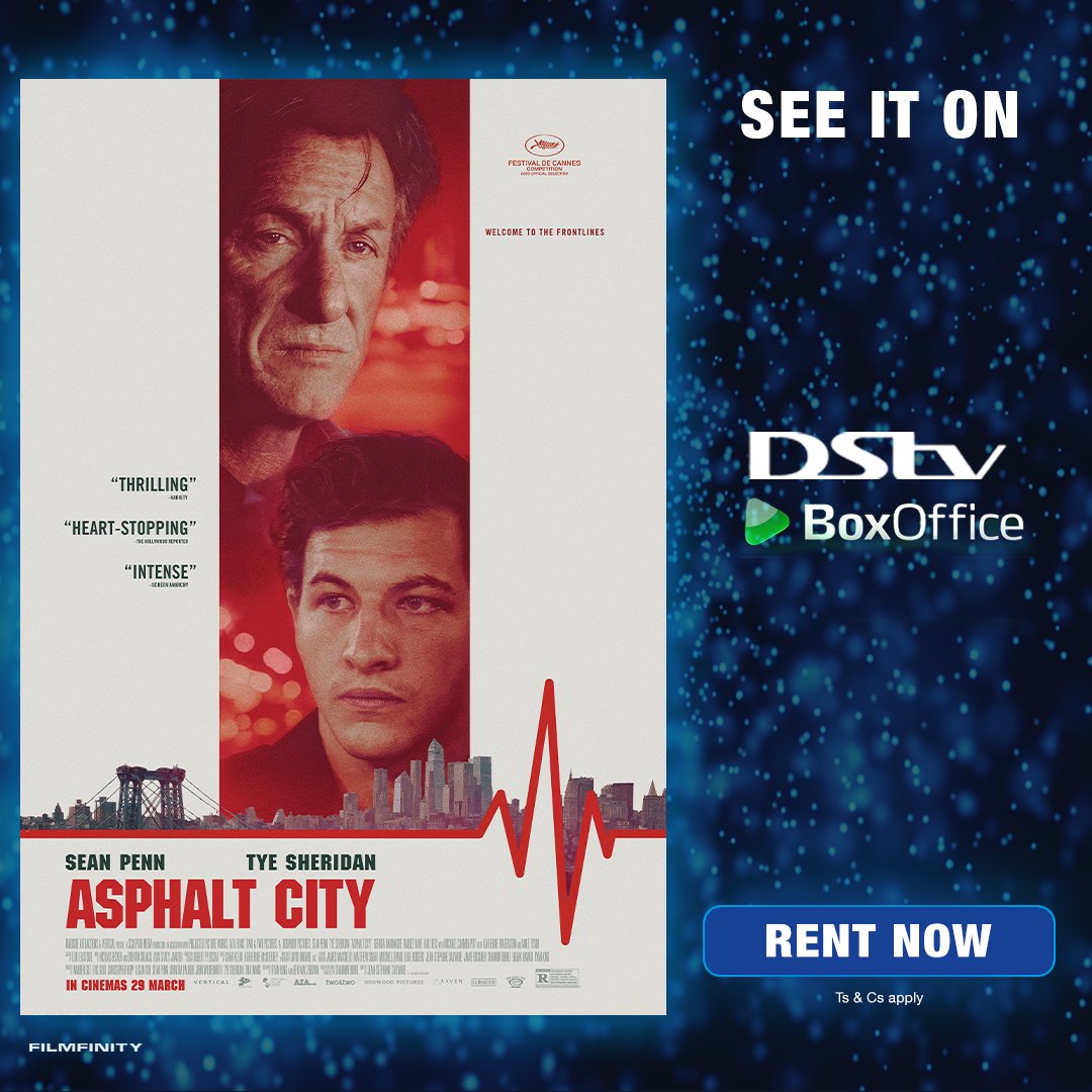 In preparation for medical school, Ollie Cross (Tye Sheridan) joins veteran paramedic Gene Rutkovsky (Sean Penn) on a drive through New York City. 
Drama Thriller #AsphaltCity is now available to rent on VOD.
Rent it on DStv BoxOffice.