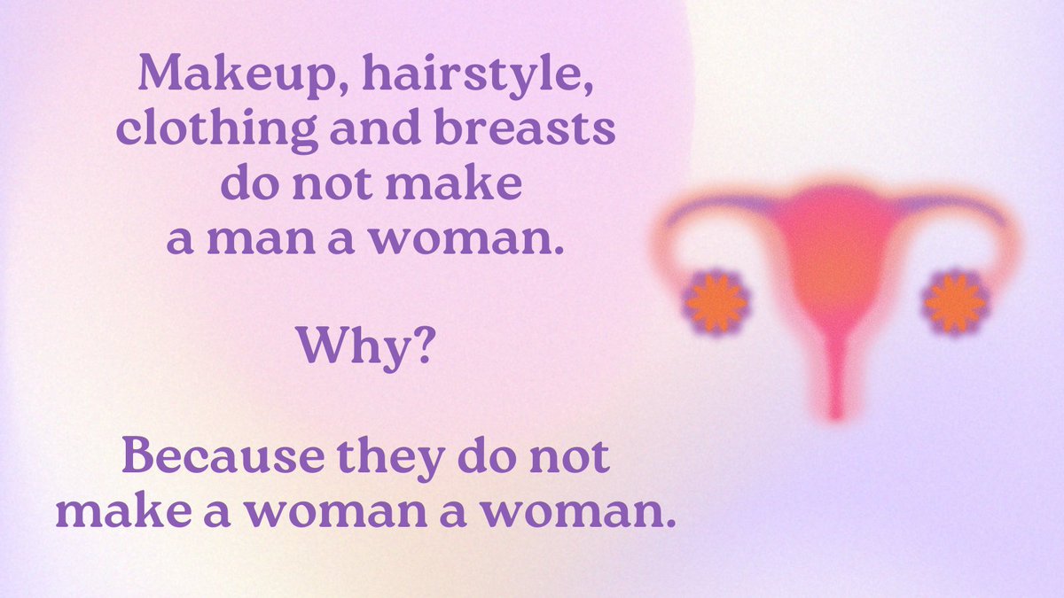 Makeup, hairstyle, clothing and breasts do not make a man a woman. Why? Because they do not make a woman a woman.